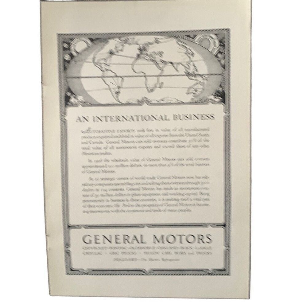 Vintage 1927 General Motors An International Business Ad Advertisement